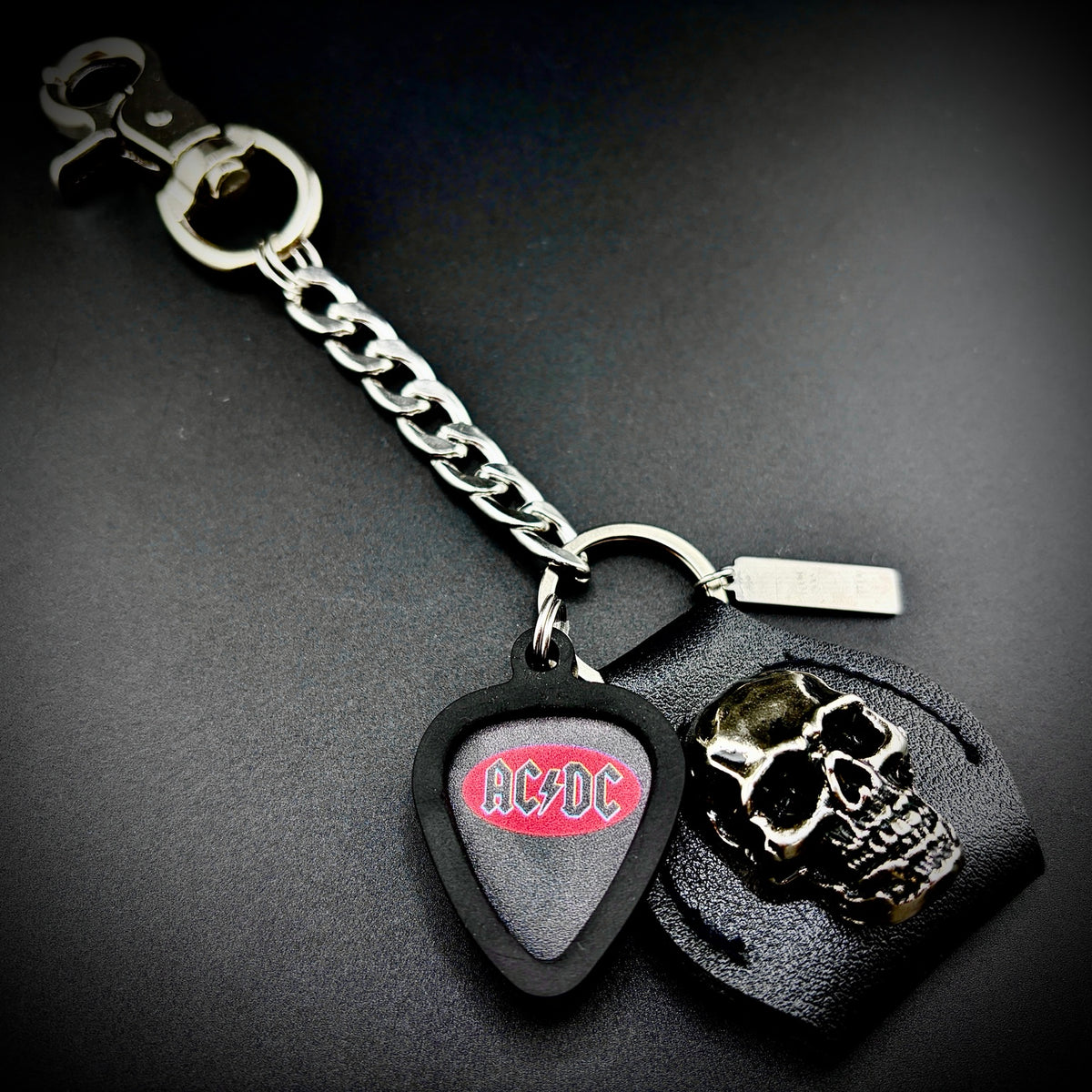 AC/DC PICKCHAIN belt loop guitar pick holder by SKULL & CHAIN