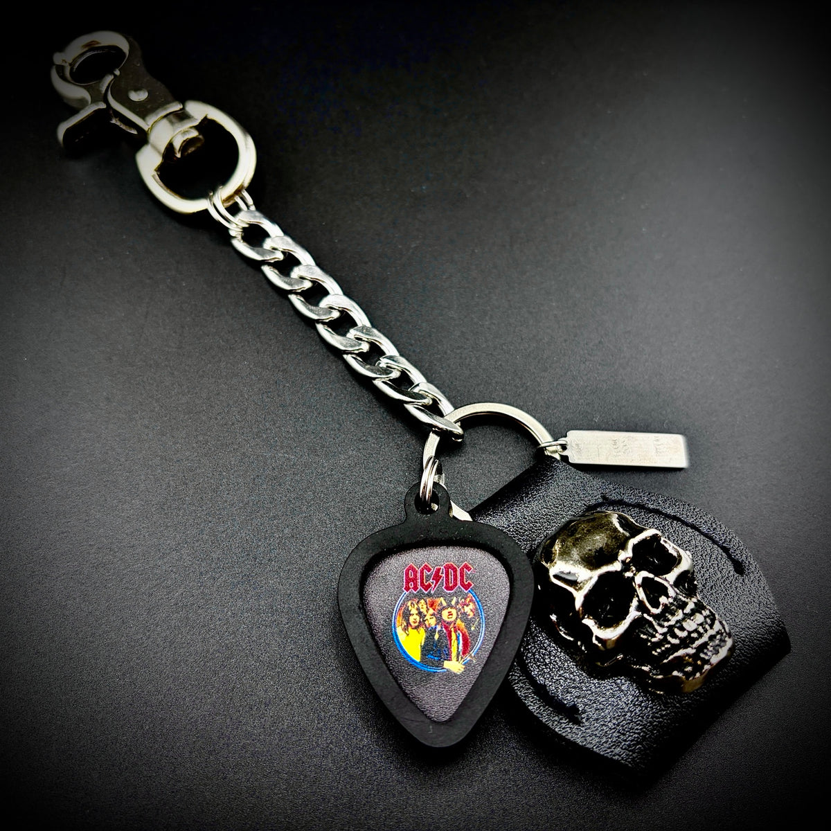 AC/DC Highway to Hell PICKCHAIN belt loop guitar pick holder by SKULL & CHAIN