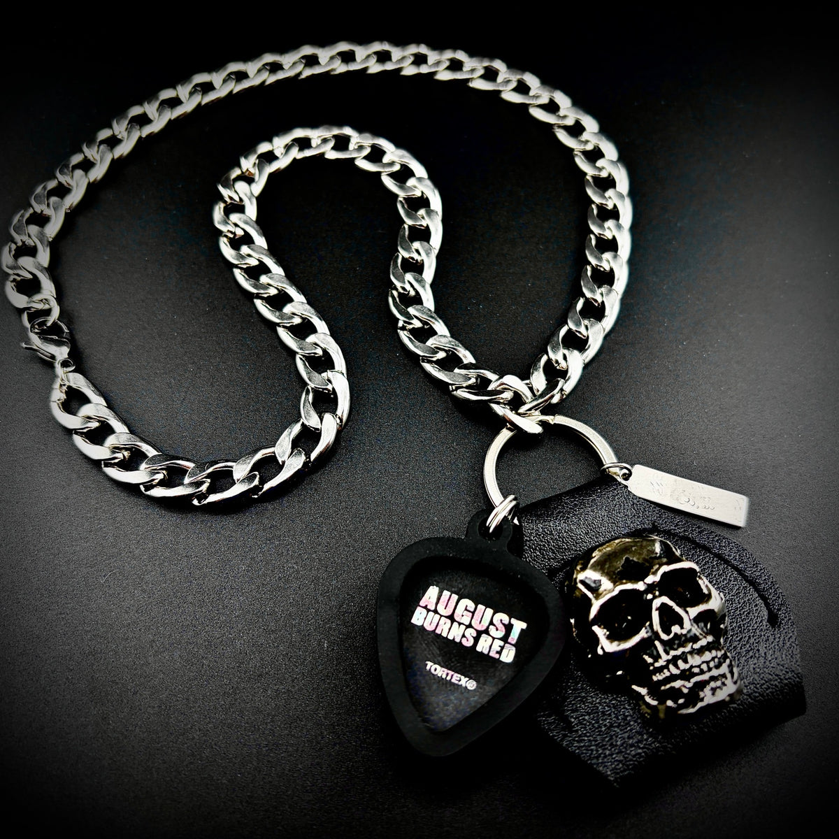 August Burns Red Abr Holographic Foil Guitar Pick Pendant Necklace by SKULL & CHAIN. For fans of JB Brubaker and Jake Luhrs.