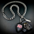 Death Logo Guitar Pick Pendant Necklace by SKULL & CHAIN. For fans of Chuck Schuldiner.