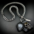Five Finger Death Punch Ffdp Guitar Pick Pendant Necklace by SKULL & CHAIN. For fans of Ivan Moody and Zoltan Bathory.