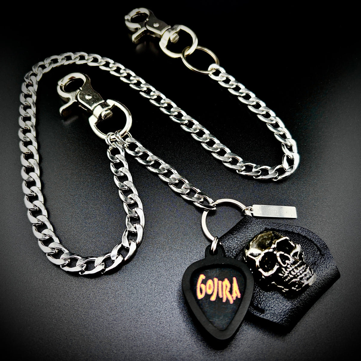Gojira yellow red logo PICKCHAIN wallet chain guitar pick holder
