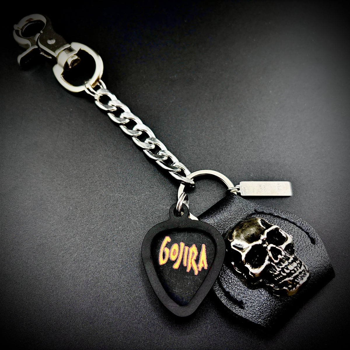 Gojira yellow red logo PICKCHAIN belt loop guitar pick holder