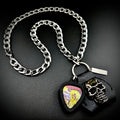 IRON MAIDEN KILLERS GUITAR PICK PENDANT NECKLACE by SKULL & CHAIN. For fans of Steve Harris, Dave Murray, Adrian Smith and Bruce Dickinson.