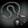 JUDAS PRIEST RAZORS EDGE GUITAR PICK PENDANT NECKLACE by SKULL & CHAIN. For fans of Rob Halford, Glenn Tipton and K. K. Downing.