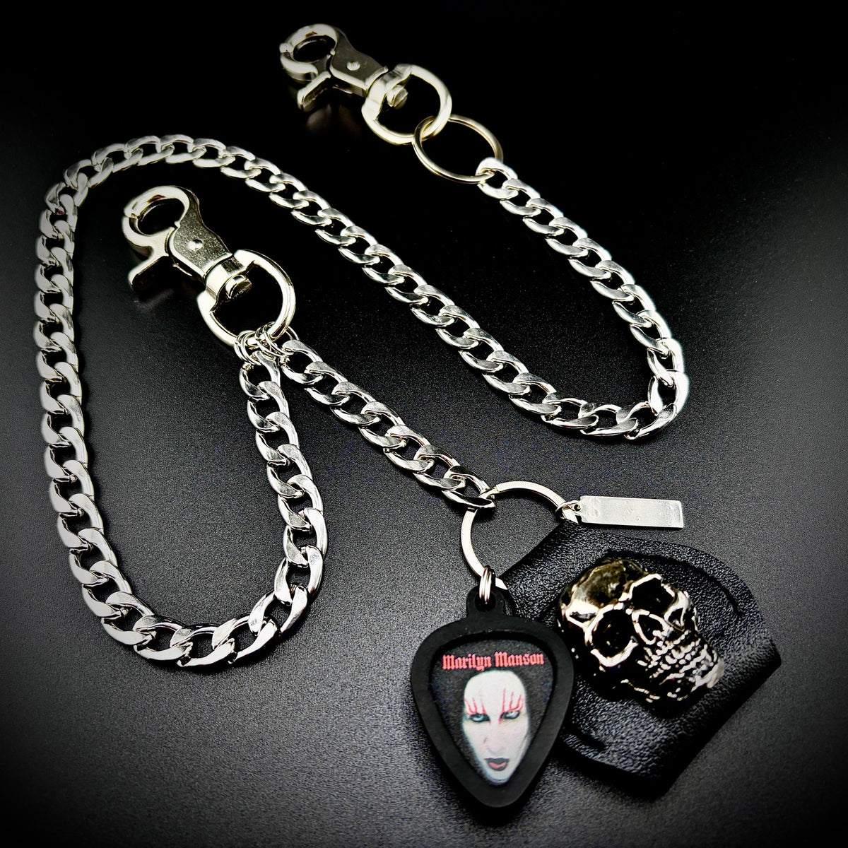 Marilyn Manson portrait PICKCHAIN wallet chain guitar pick holder