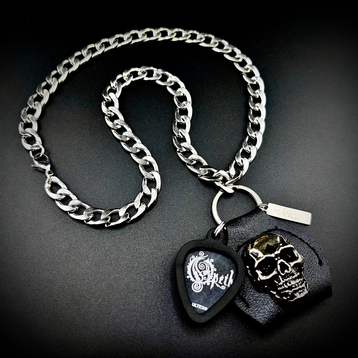 Opeth Fredrik åKesson Guitar Pick Pendant Necklace by SKULL & CHAIN. For fans of Fredrik Åkesson.