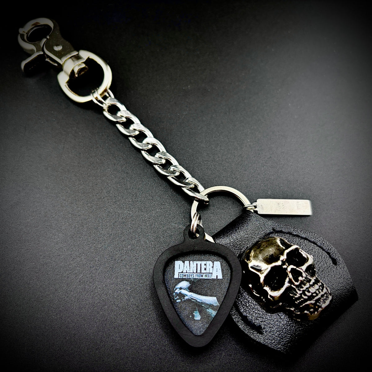 Pantera Vulgar Display of Power PICKCHAIN belt loop guitar pick holder by SKULL & CHAIN