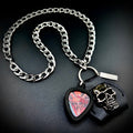 Slayer Show No Mercy Guitar Pick Pendant Necklace by SKULL & CHAIN. For fans of Kerry King, Tom Araya and Jeff Hanneman.