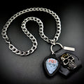 Slayer Skull Guitar Pick Pendant Necklace by SKULL & CHAIN. For fans of Kerry King, Tom Araya and Jeff Hanneman.