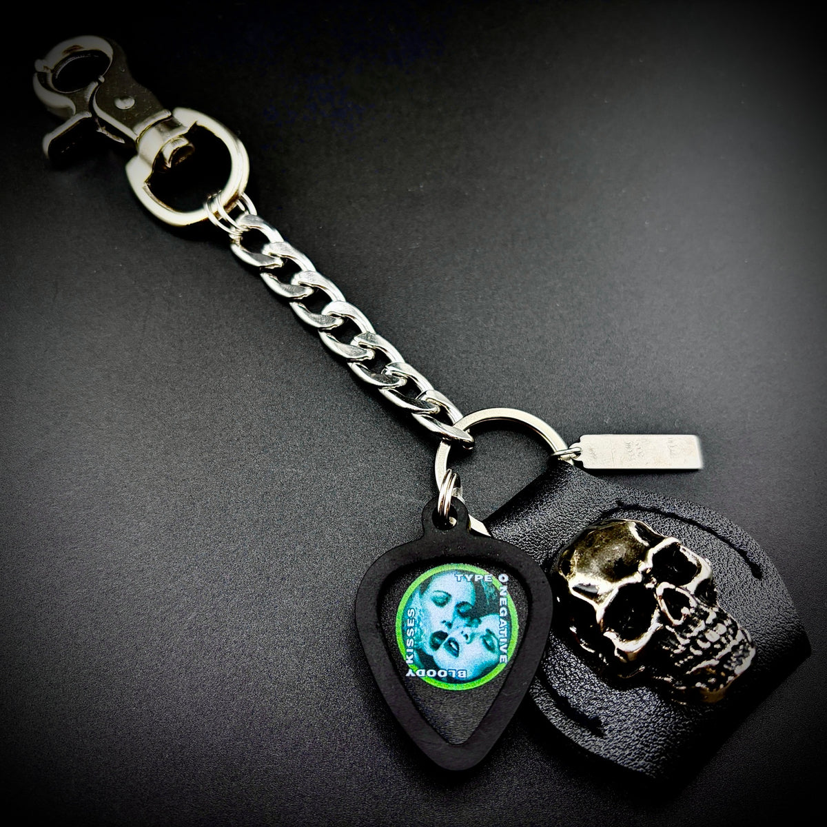 Type O Negative Bloody Kisses PICKCHAIN belt loop guitar pick holder by SKULL & CHAIN