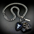 Venom Black Metal Guitar Pick Pendant Necklace by SKULL & CHAIN. For fans of Cronos and Mantas.